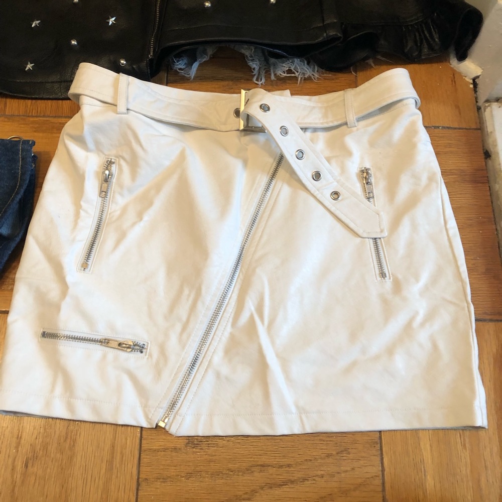 white leather skirt